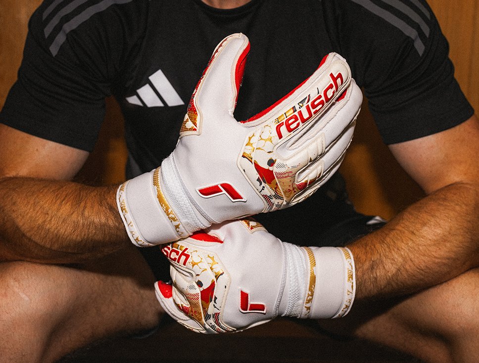 Reush Goalkeeper Gloves featuring the Attrakt Gold X GluePrint