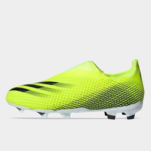 yellow laceless football boots